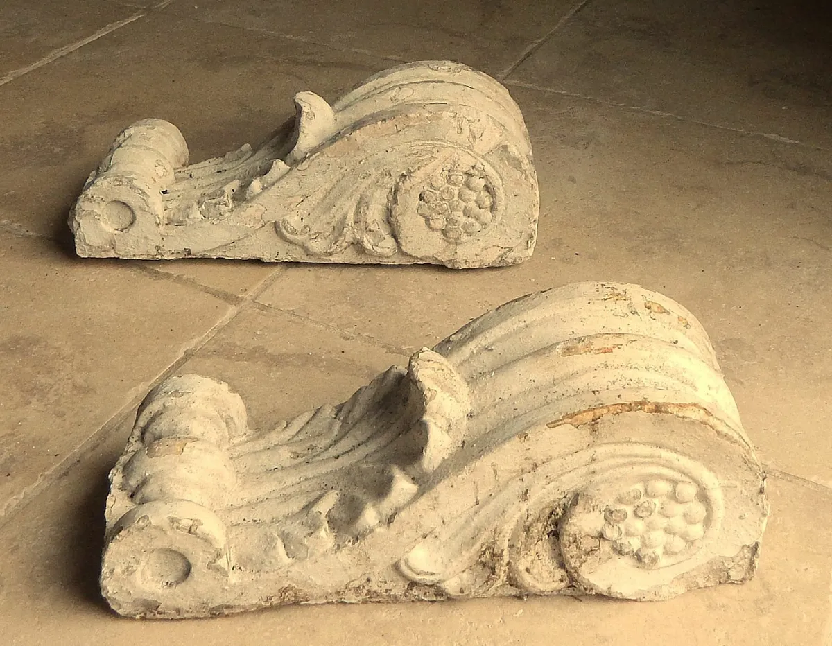 Pair of Heavy Vintage Plaster/Concrete Corbels - Image 3