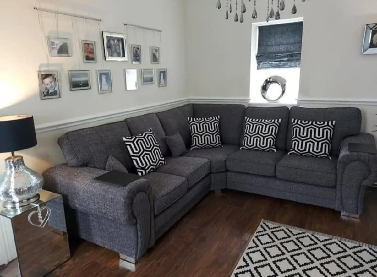 Verona Grey & Beige Scatter or Fullback Sofa - Image 1