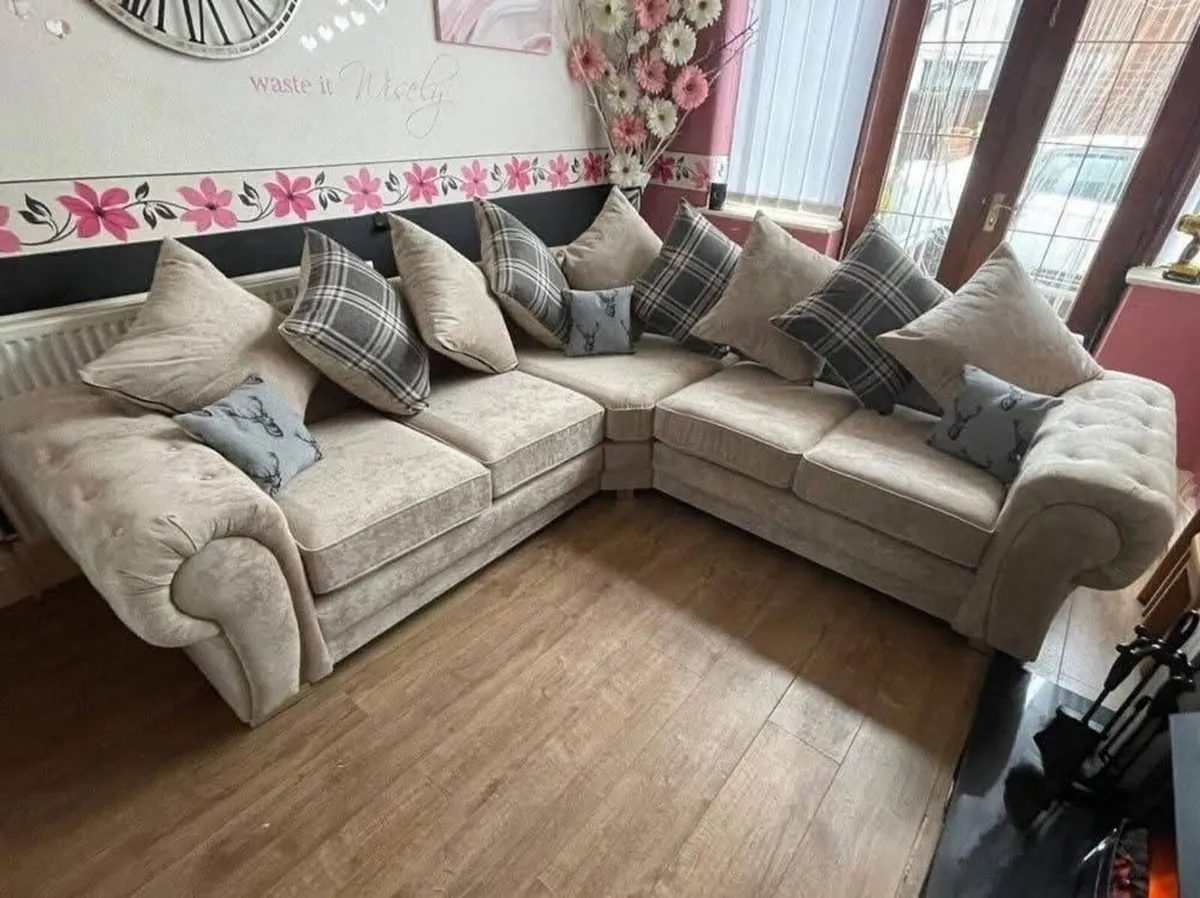 Verona Grey & Beige Scatter or Fullback Sofa - Image 3
