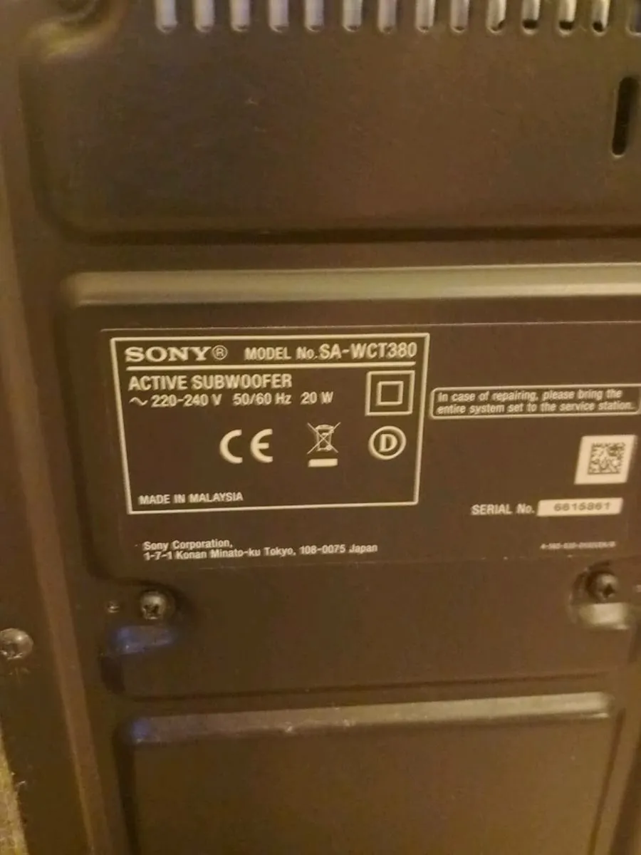 Sony soundbar with wireless subwoofer SA-CT380 - Image 4