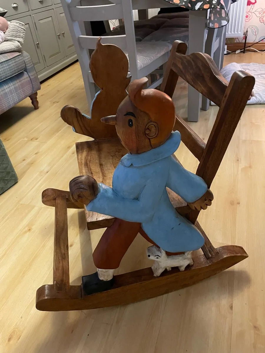 Kids tintin wooden rocking chair - Image 1