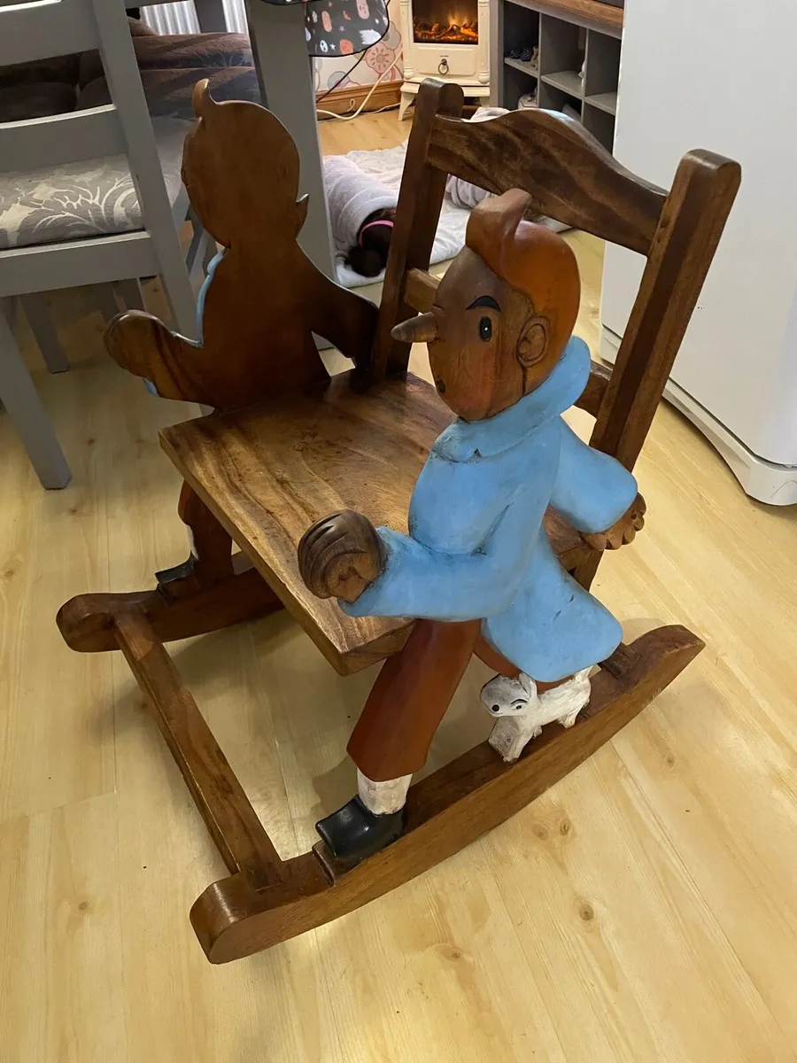 Kids tintin wooden rocking chair - Image 4