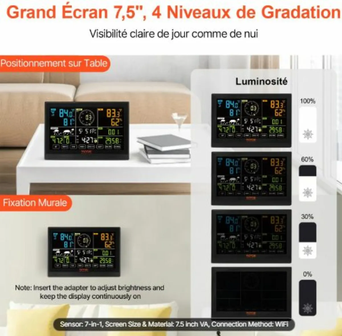 7-in-1 Wi-Fi Weather Station, 19.1 cm (7.5-inch) - Image 3