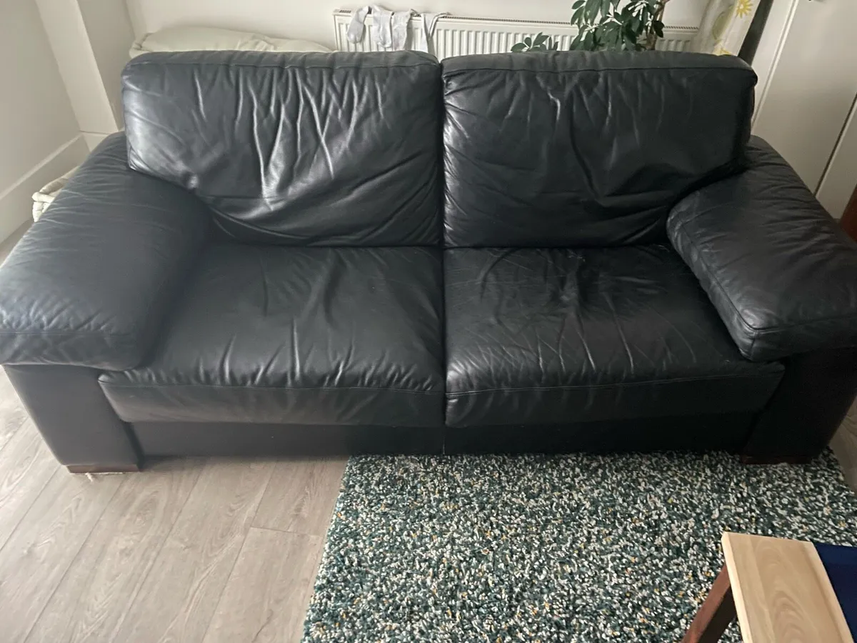 Black leather Italian sofa