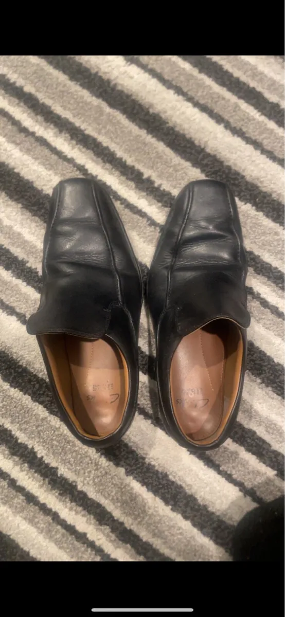 Clarks Black Leather Slip-On Shoes