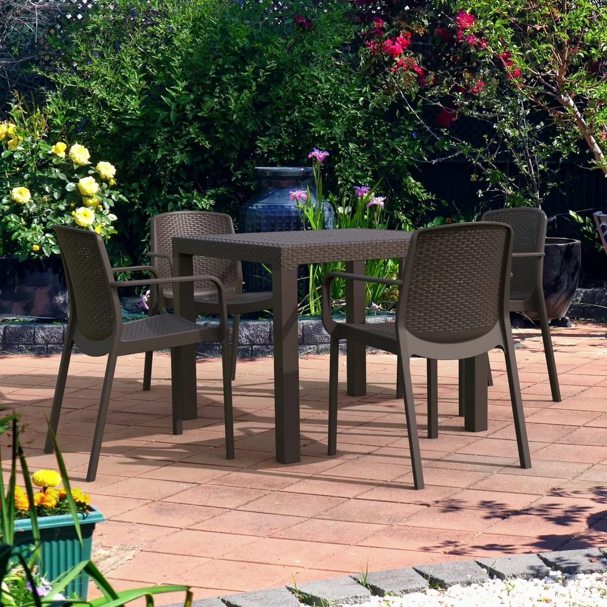 ✅ CedarRattan 4-Seater Dining Set Table + 4 Chairs - Image 2