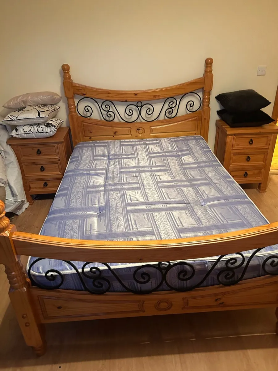 Pine Double Bed and Lockers (Like new) - Image 2