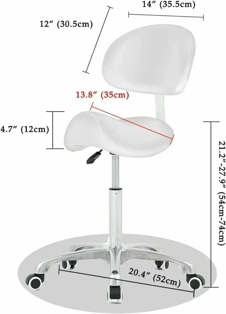 Hydraulic Saddle Stool Adjustable Rolling Chair - Image 3