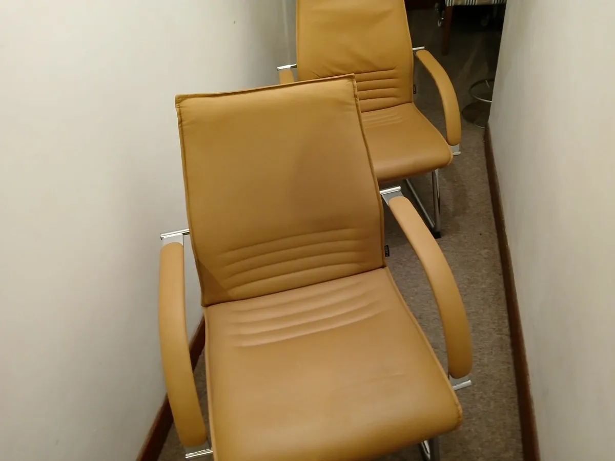 Chairs lot of (2)...cantiliver full leather x show - Image 1