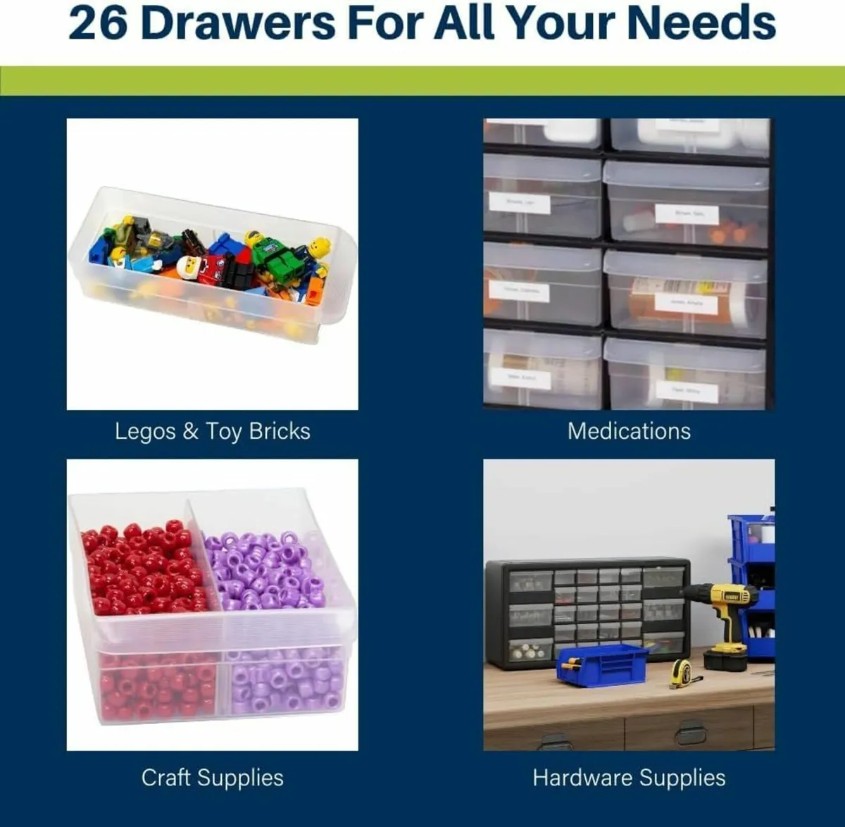 26-Drawer Plastic Drawer Storage Cabinet Garage - Image 4