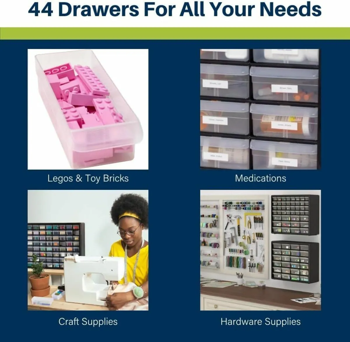 44-Drawer Plastic Drawer Storage Cabinet Garage - Image 2