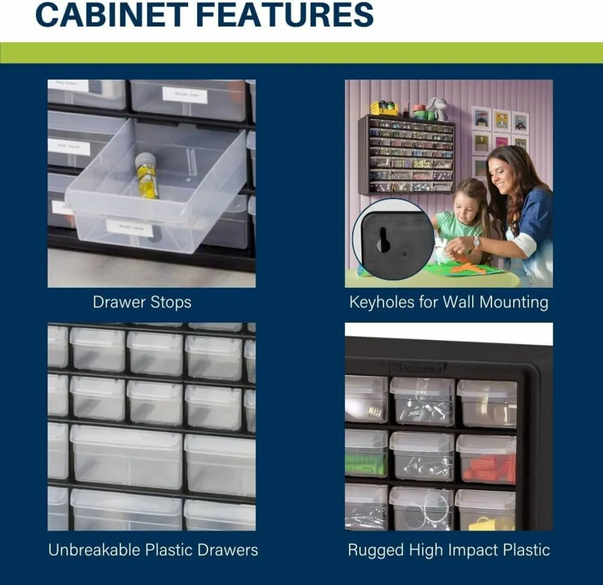 44-Drawer Plastic Drawer Storage Cabinet Garage - Image 4