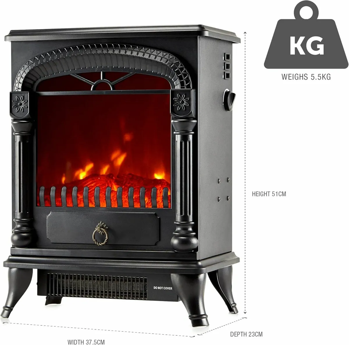 Electric Fireplace Stove Heater Wood Fire Flame - Image 2