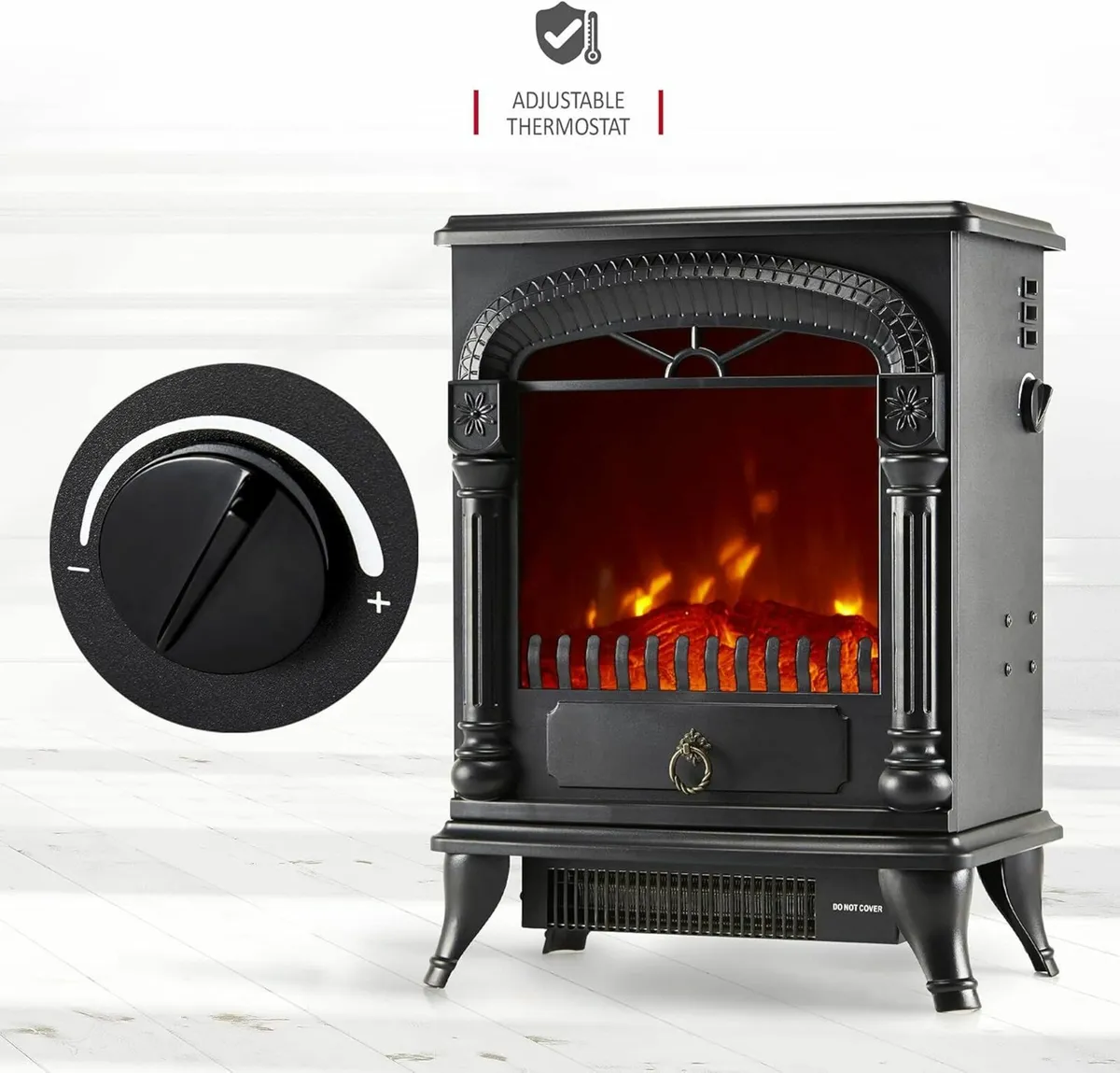 Electric Fireplace Stove Heater Wood Fire Flame - Image 4