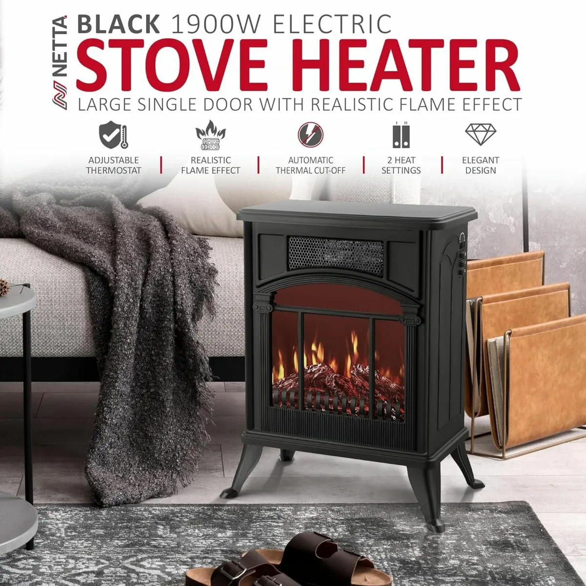 Stove Heater Electric Fireplace Fire Flame Effect - Image 4