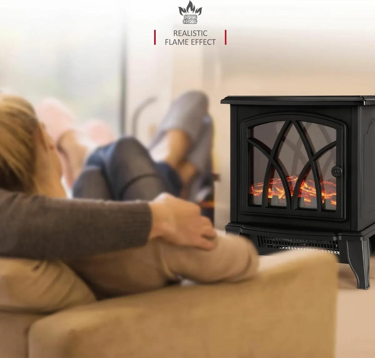 Electric Fireplace Stove Heater Fire Flame Effect - Image 3