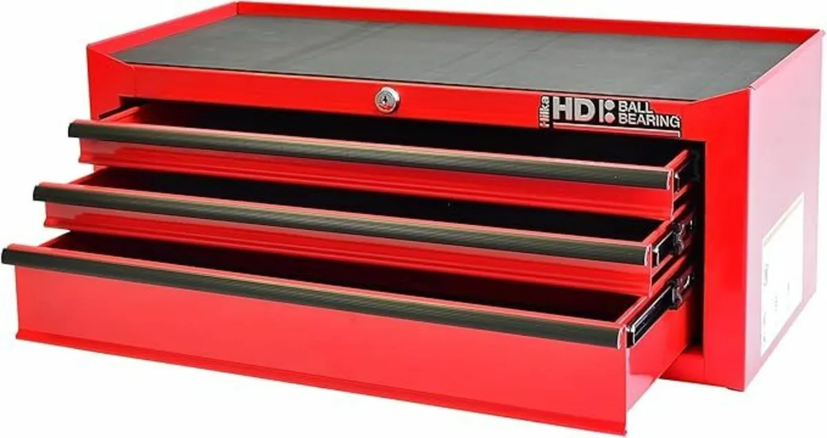 Durable 3-Drawer Tool Chest,Red - Image 1