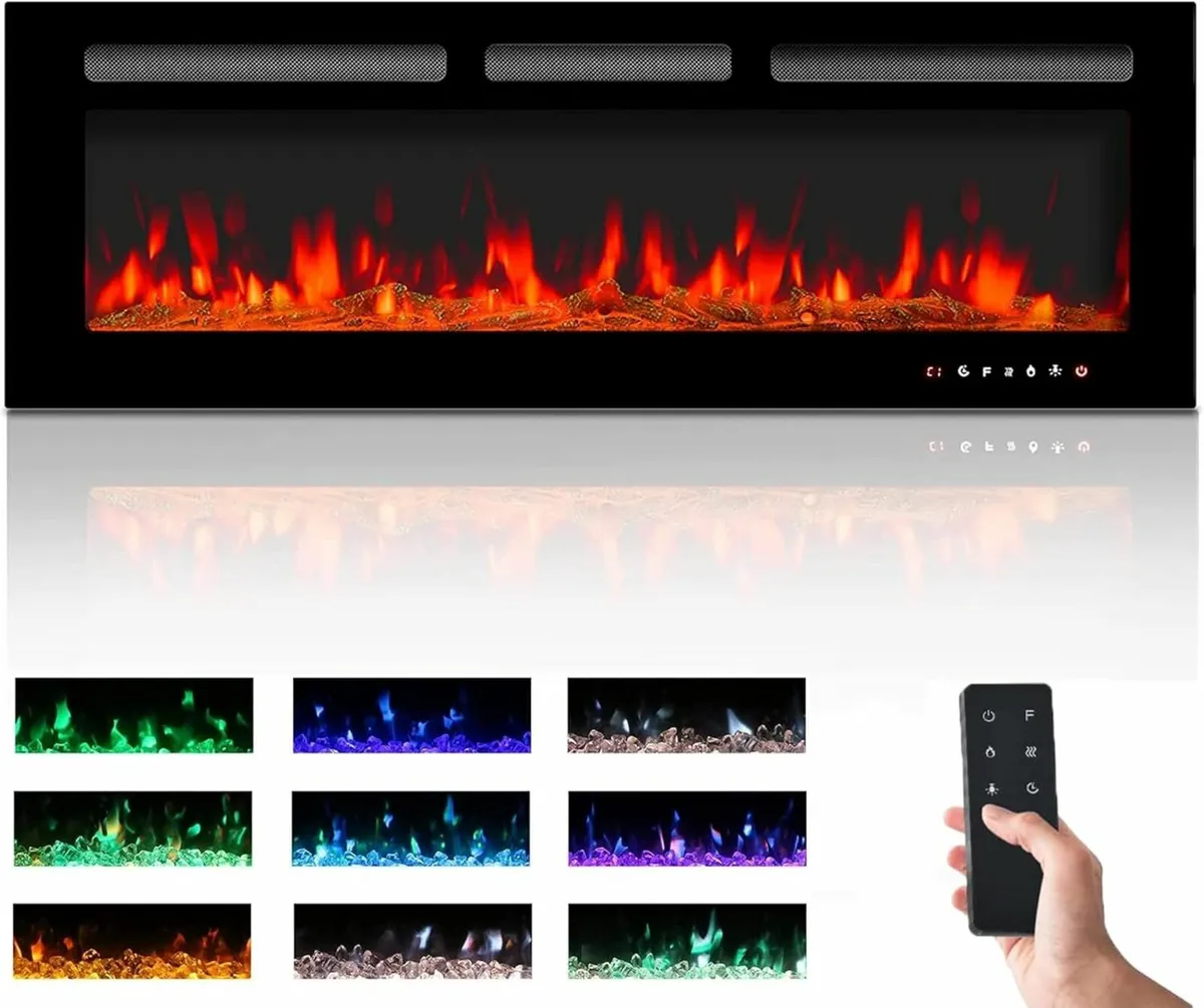 Electric Fireplace Touch Screen Colorful Flame - Image 1