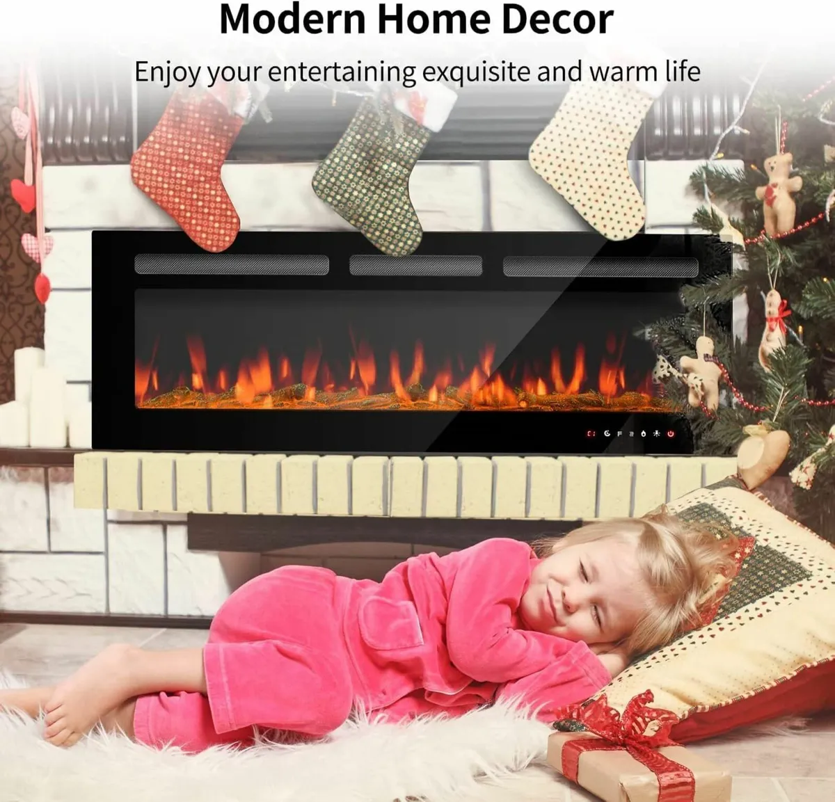 Electric Fireplace Touch Screen Colorful Flame - Image 4