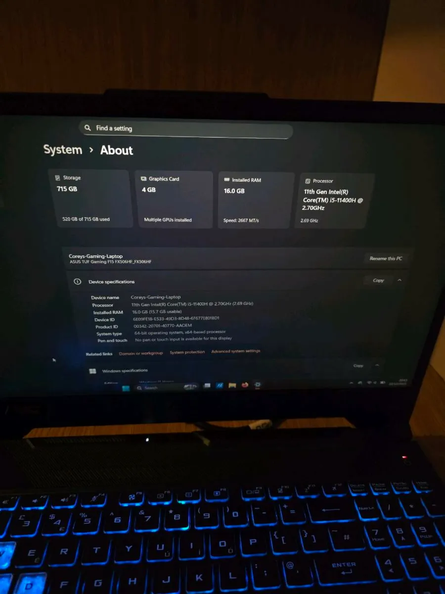 Asus TUF F15 Gaming Laptop i5 11th gen, RTX 2050 - Image 4