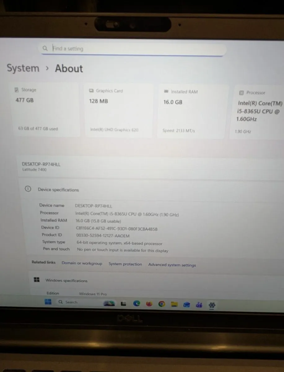 Dell Latitude 7400 Intel i5 Win 11 Office 21 16GB - Image 2