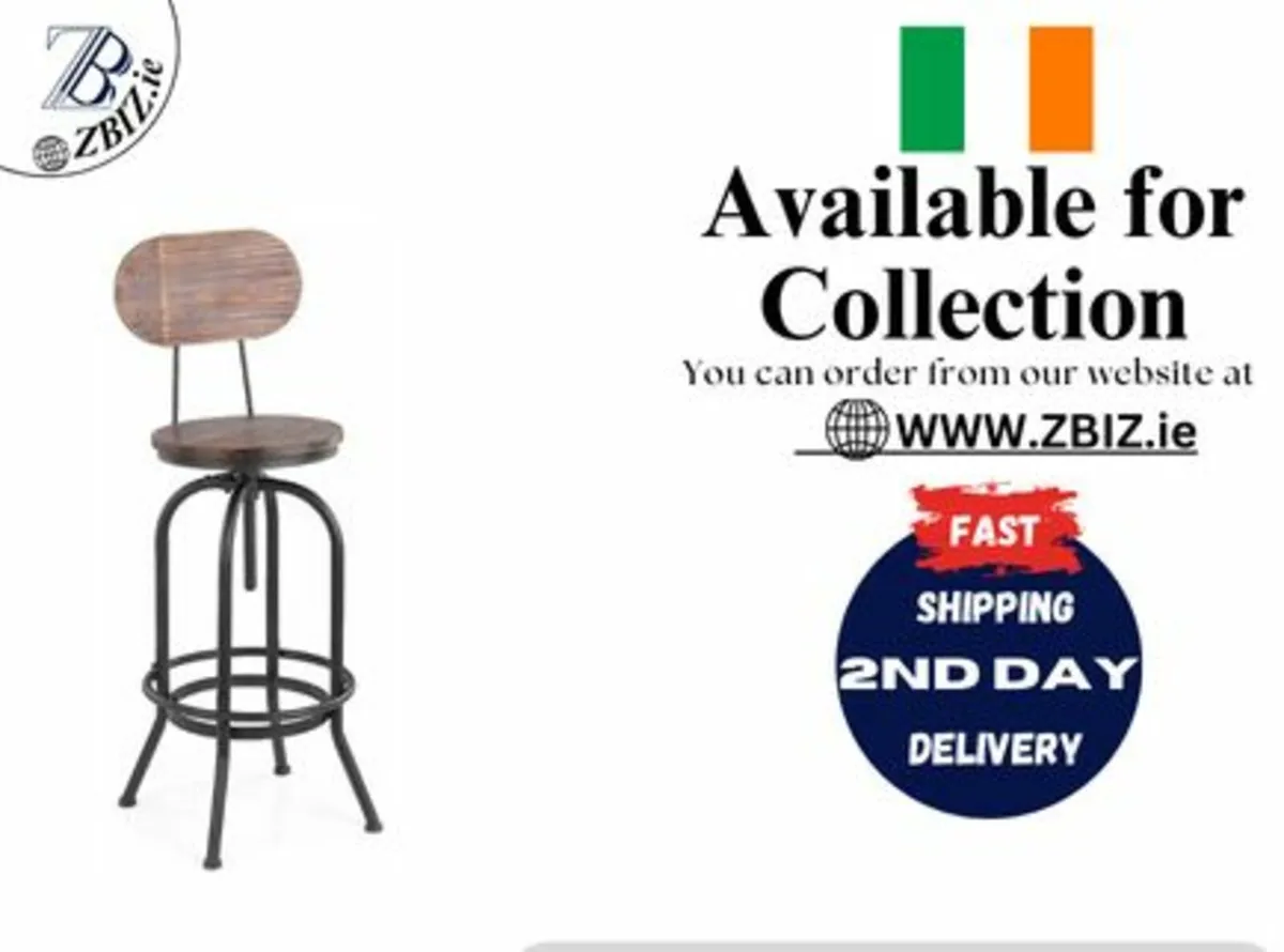 Swivel Bar Stools Pinewood Seat Metal Frame - Image 1
