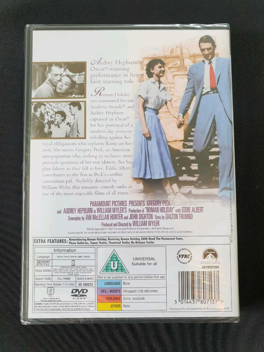 Roman Holiday Dalton Trumbo 1953 DVD Gregory Peck - Image 2