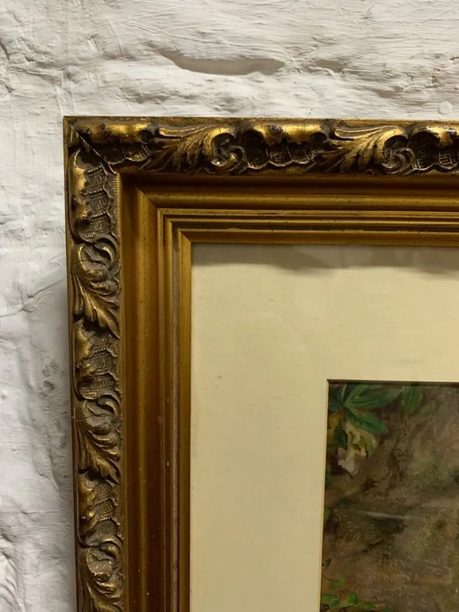 Large vintage floral print in gilt frame. - Image 2