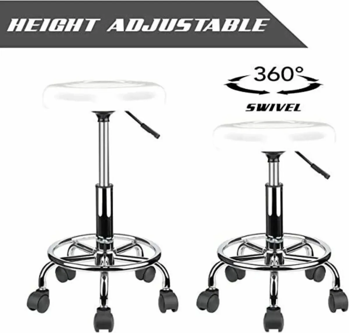 Ergonomic Rolling Swivel Bar Stool Adjustable - Image 4