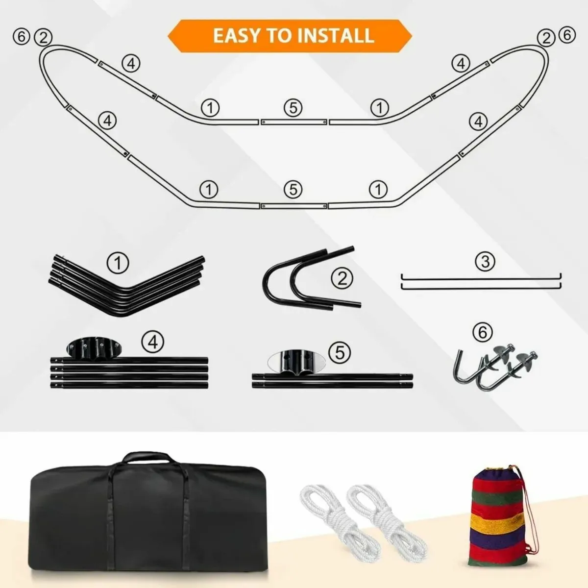 Outdoor Double Cotton Hammock with Stand - Image 3