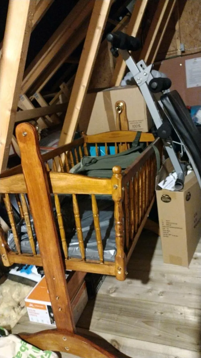 Wooden rocking baby cradle - Image 1