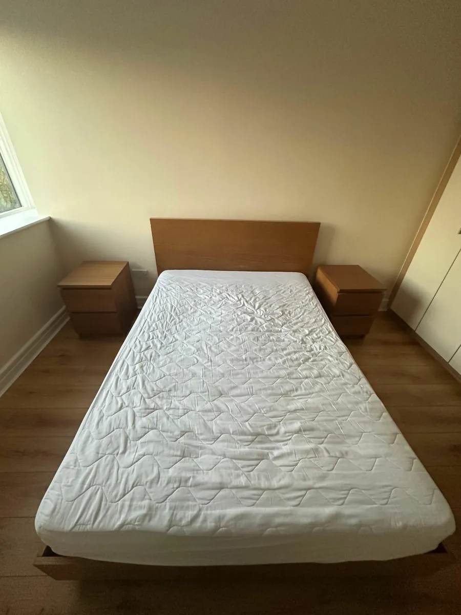 Double bed + Mattress + 2 Bedside Tables - Image 1