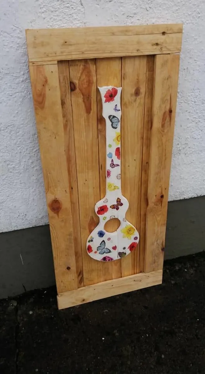 Rustic Hippy Guitar woodart piece. - Image 1