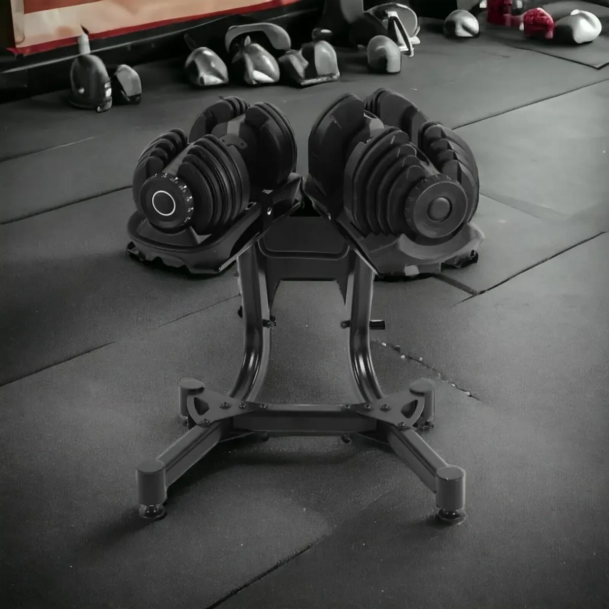 2x 40kg Adjustable Dumbbels with Dumbbel rack - Image 1