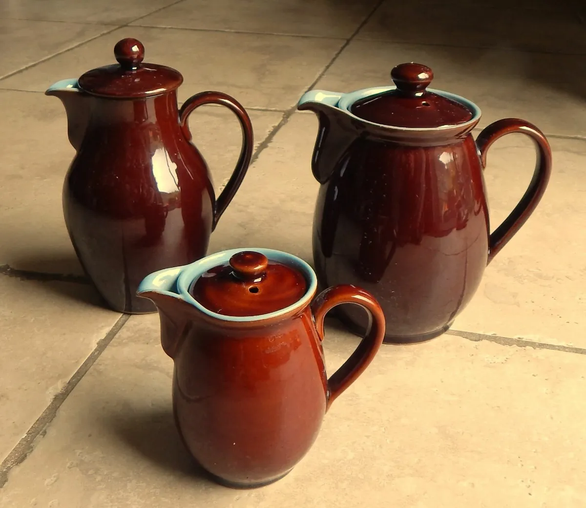 Collection of 3 Denby Stoneware Coffee/Tea Pots - Image 1