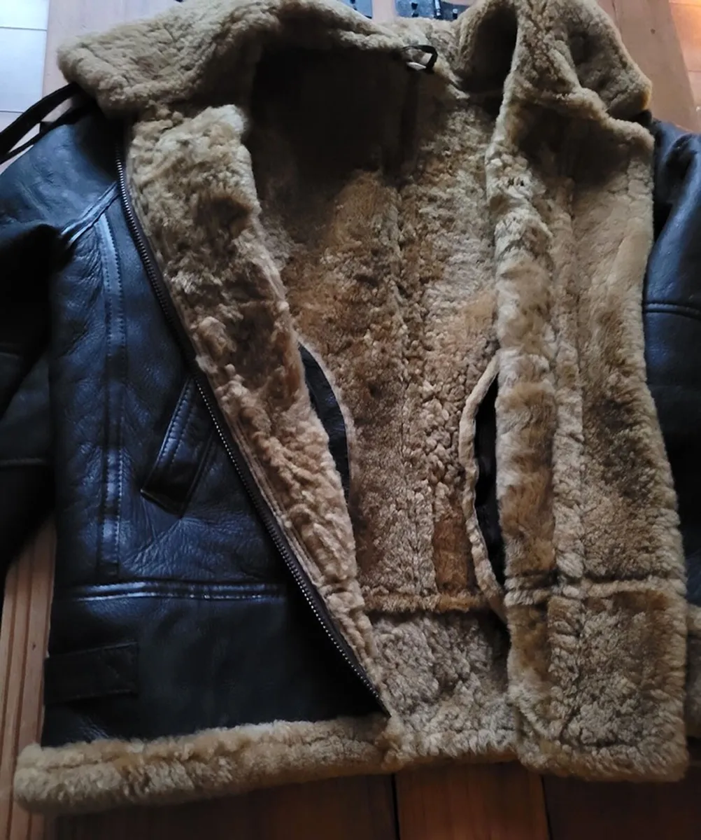 leather shearling aviator  jacket - Image 1