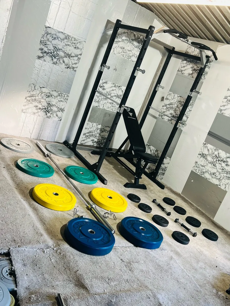 OLYMPIC WEIGHTLIFTING SET RACK BENCH WEIGHTS ++ - Image 1