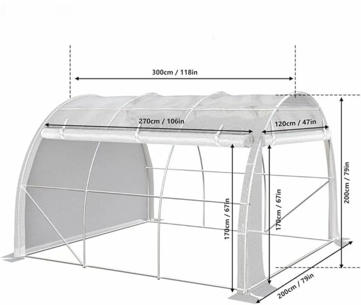 Walk In Polytunnel Greenhouse 3x2x2m White - Image 1
