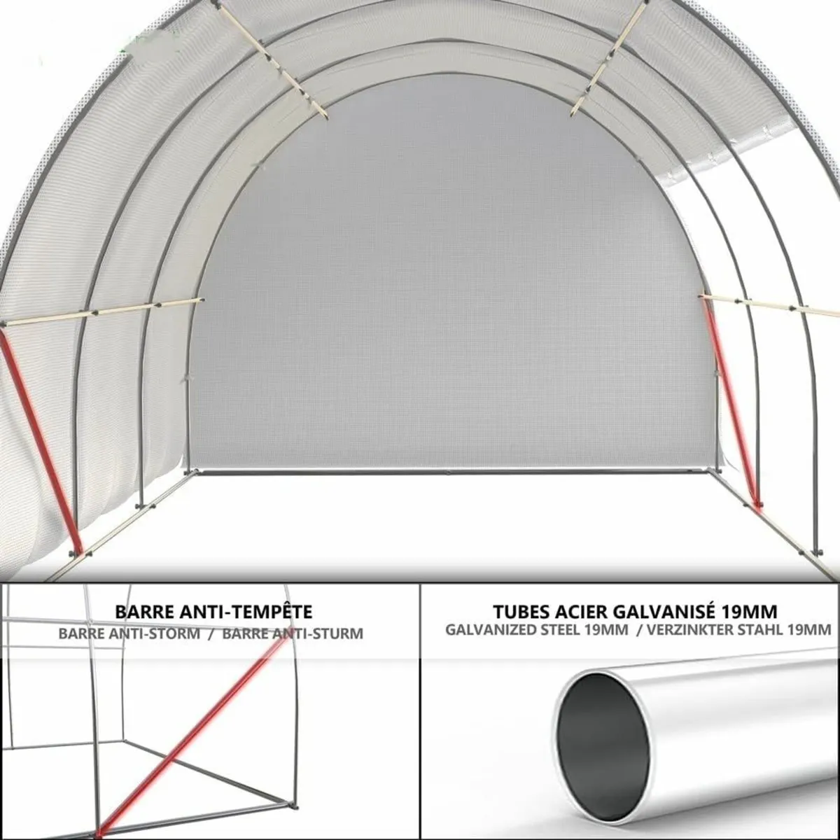 Polytunnel Greenhouse Walk In 3x2x2m White - Image 2