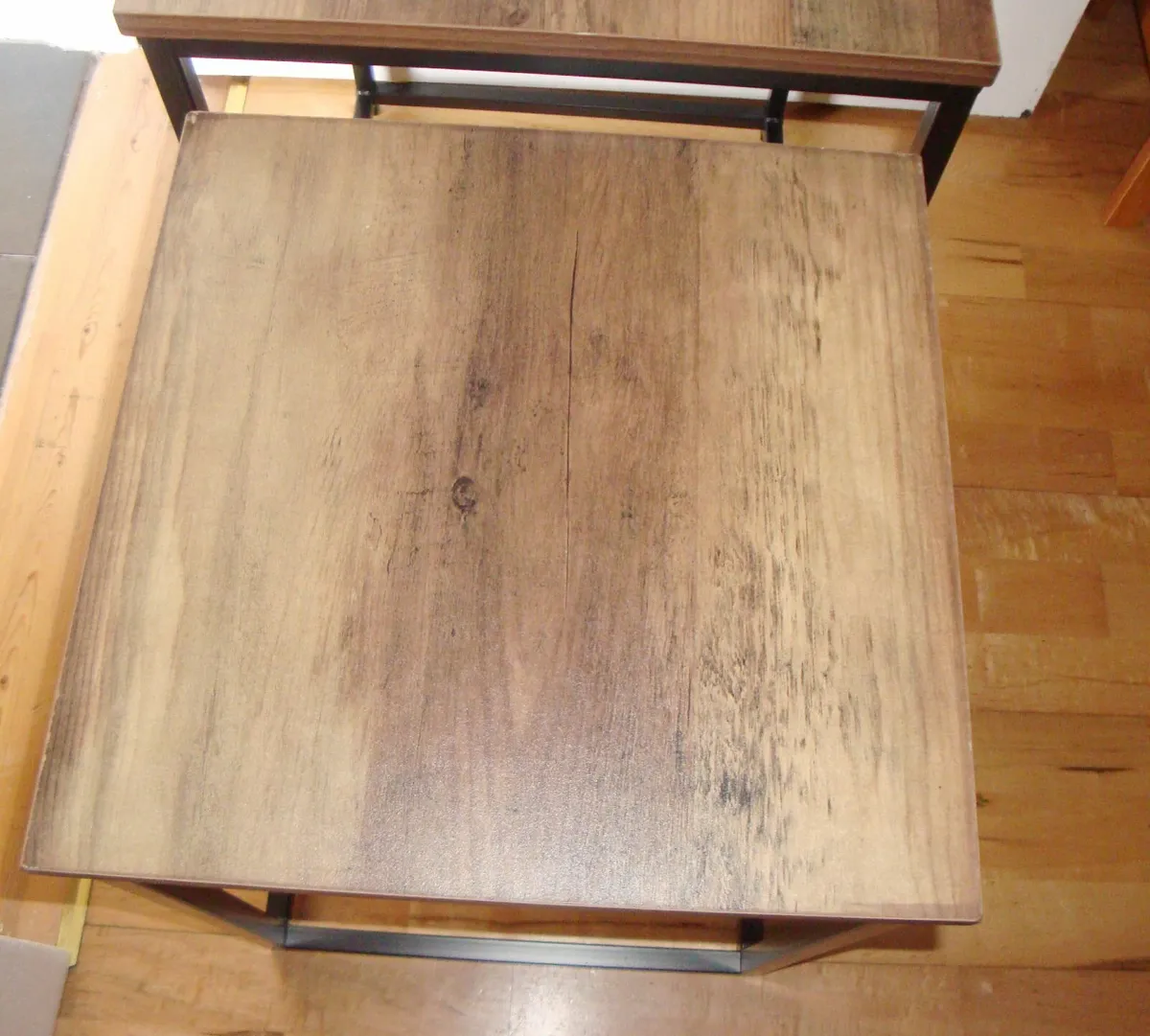 Nest of 2 side tables - black and rustic oak - Image 2