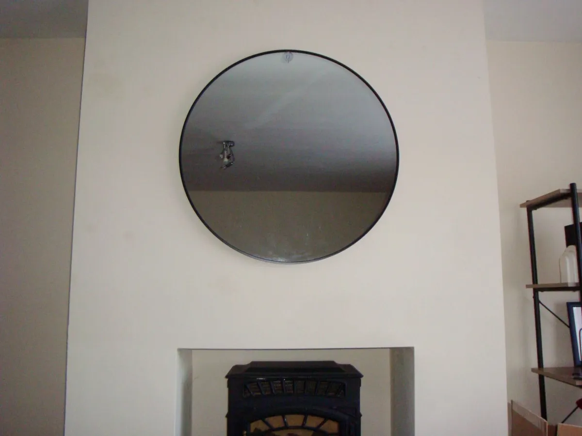 Mirror in thin black frame 80cm - Image 4