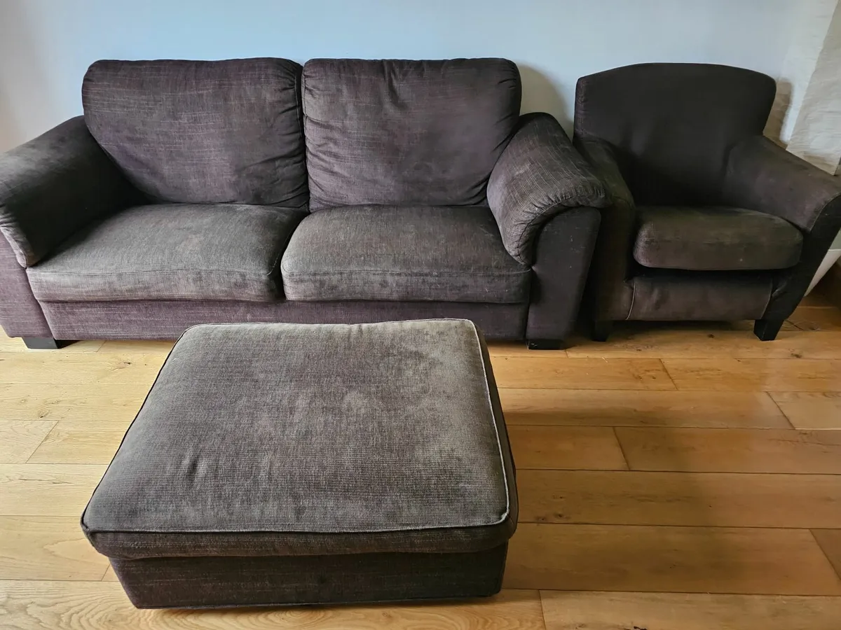 3 seater couch, armchair and footstool with storag - Image 1