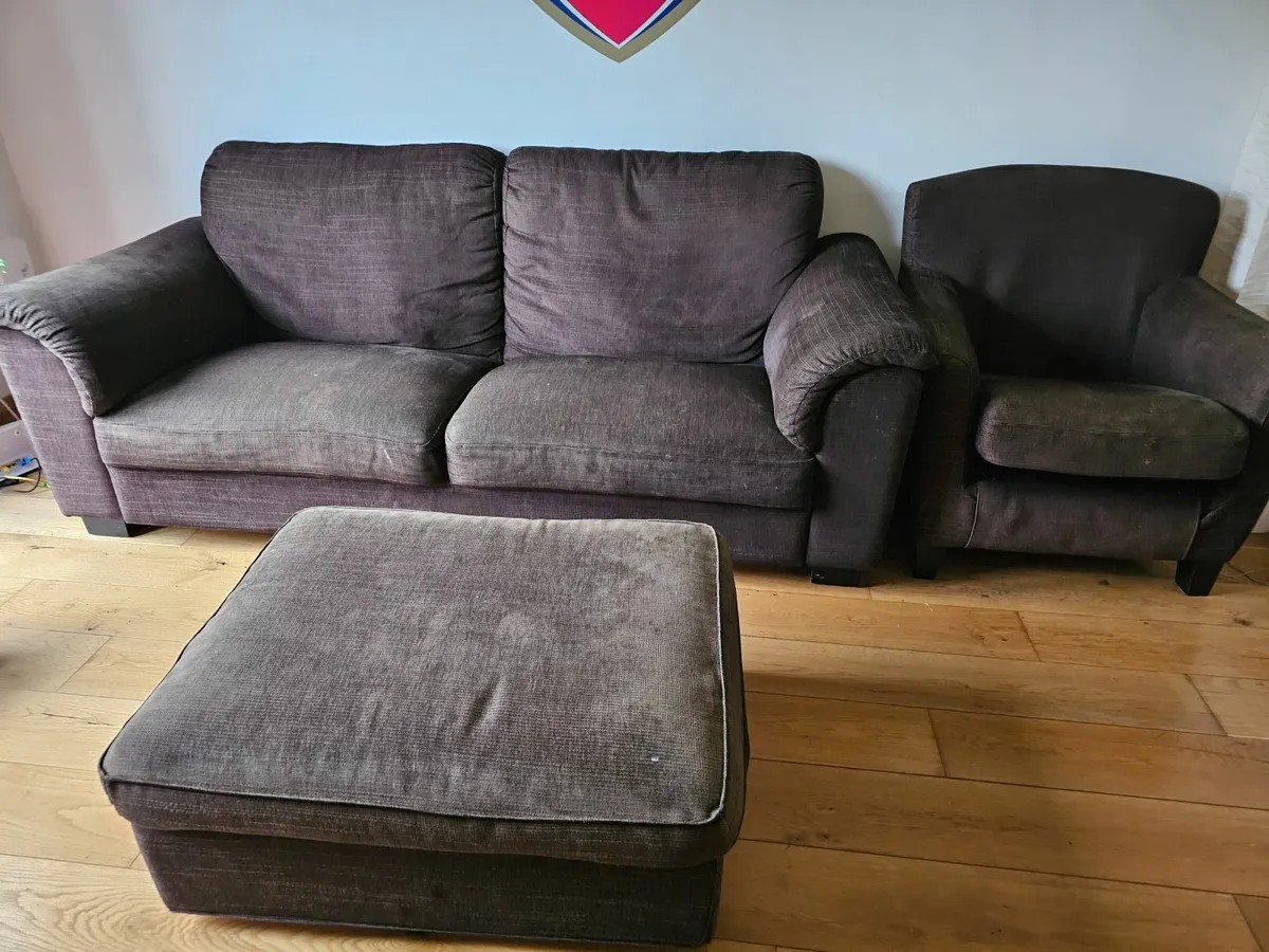 3 seater couch, armchair and footstool with storag - Image 3