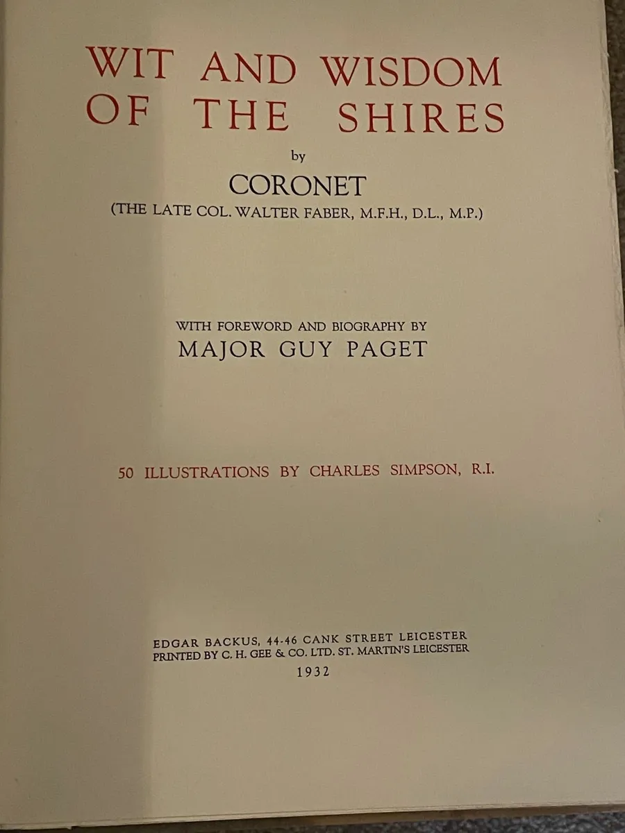 "Wit And Wisdom Of The Shires" 1932 (Coronet)Faber - Image 4