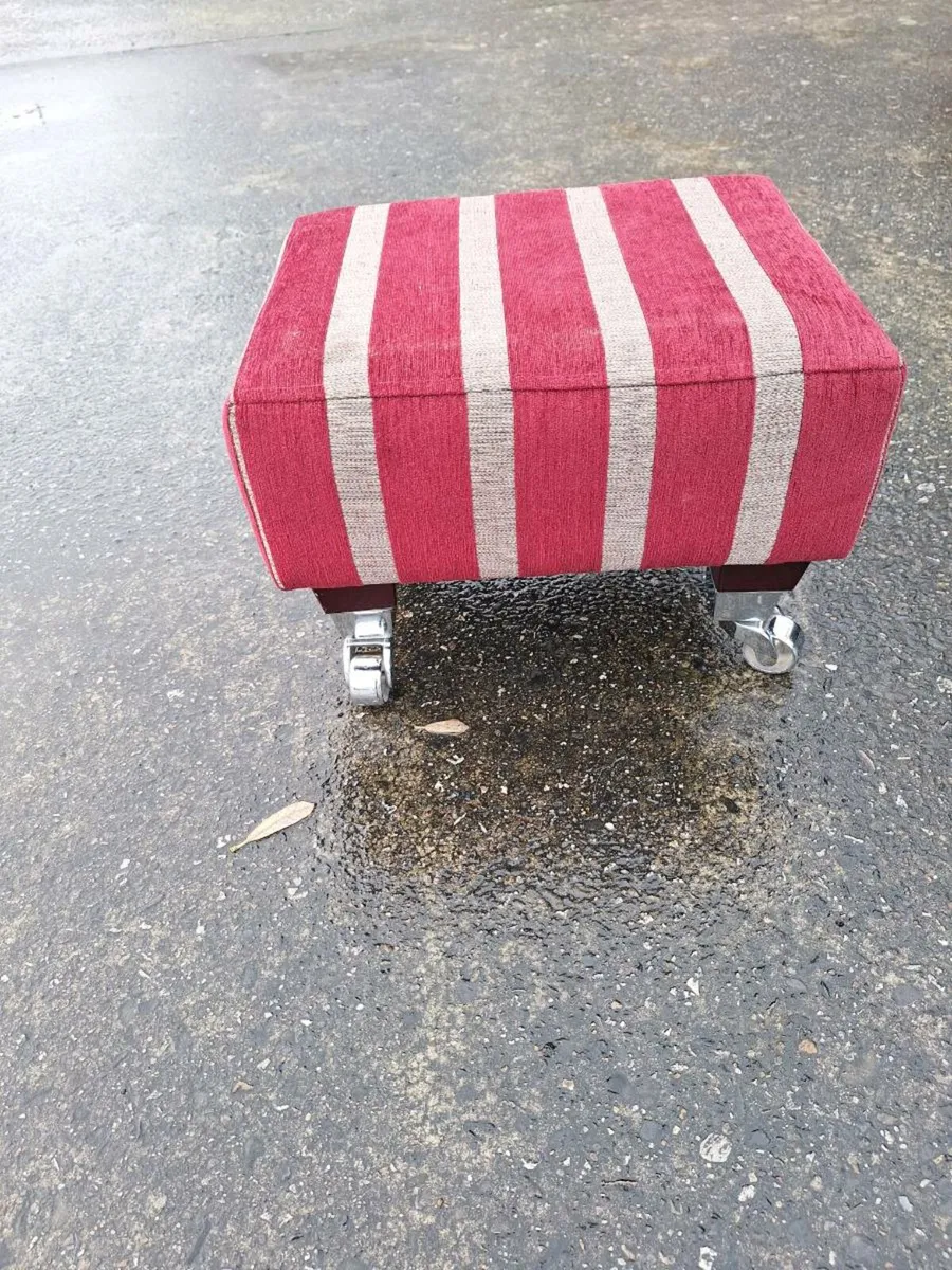 Lovely footstool with chrome castors - Image 2