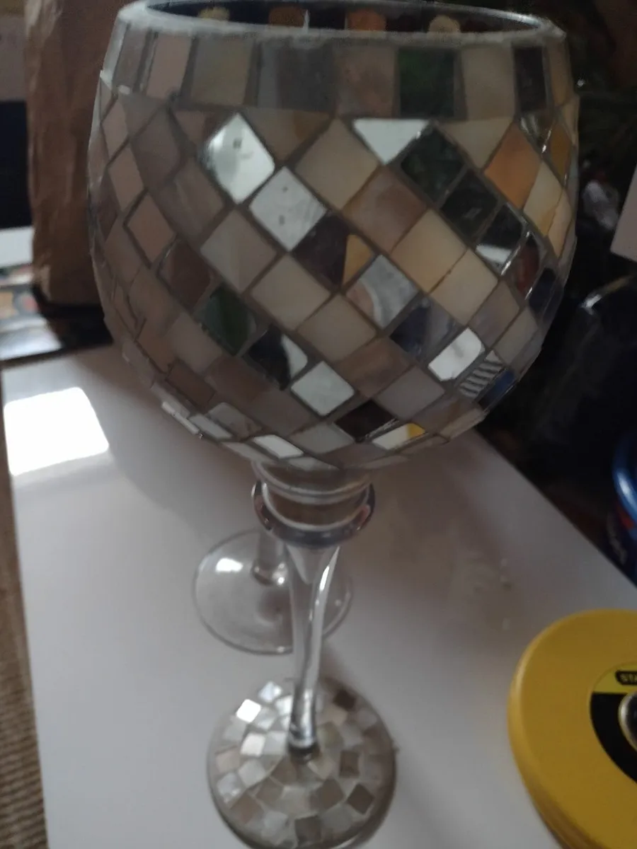 Tall glass candle holder - Image 2
