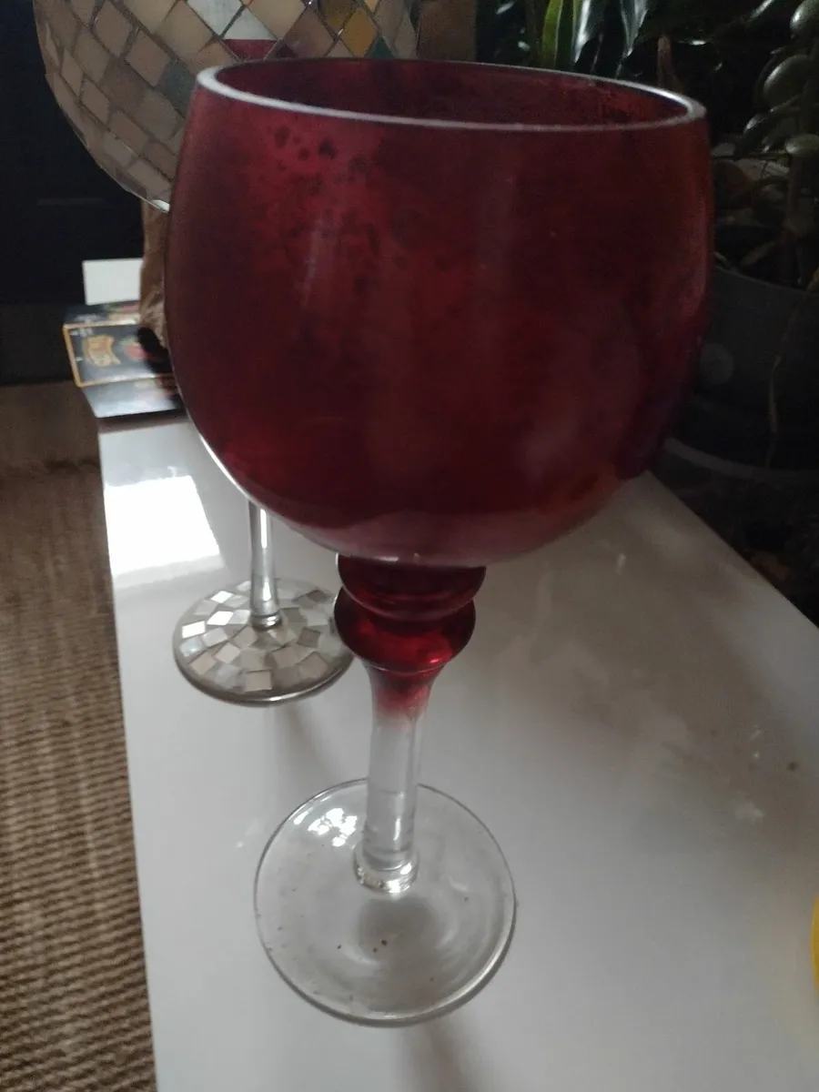 Tall glass candle holder - Image 1