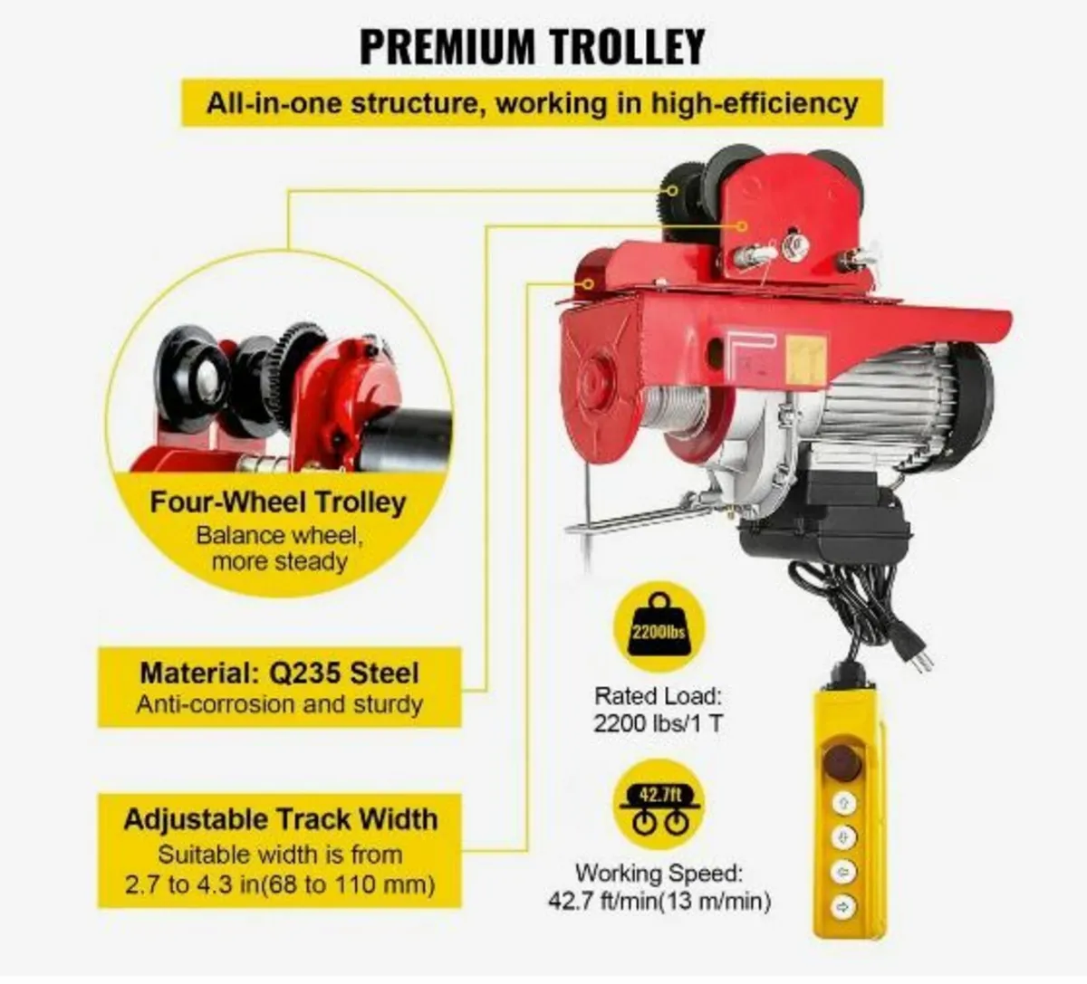 Electric Wire Rope Hoist with Trolley - Image 4