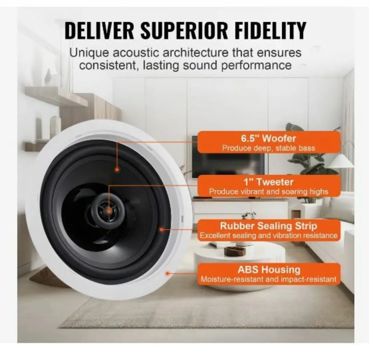 4 PCs 6.5"/16.5 cm Bluetooth Ceiling Speakers 150 - Image 3