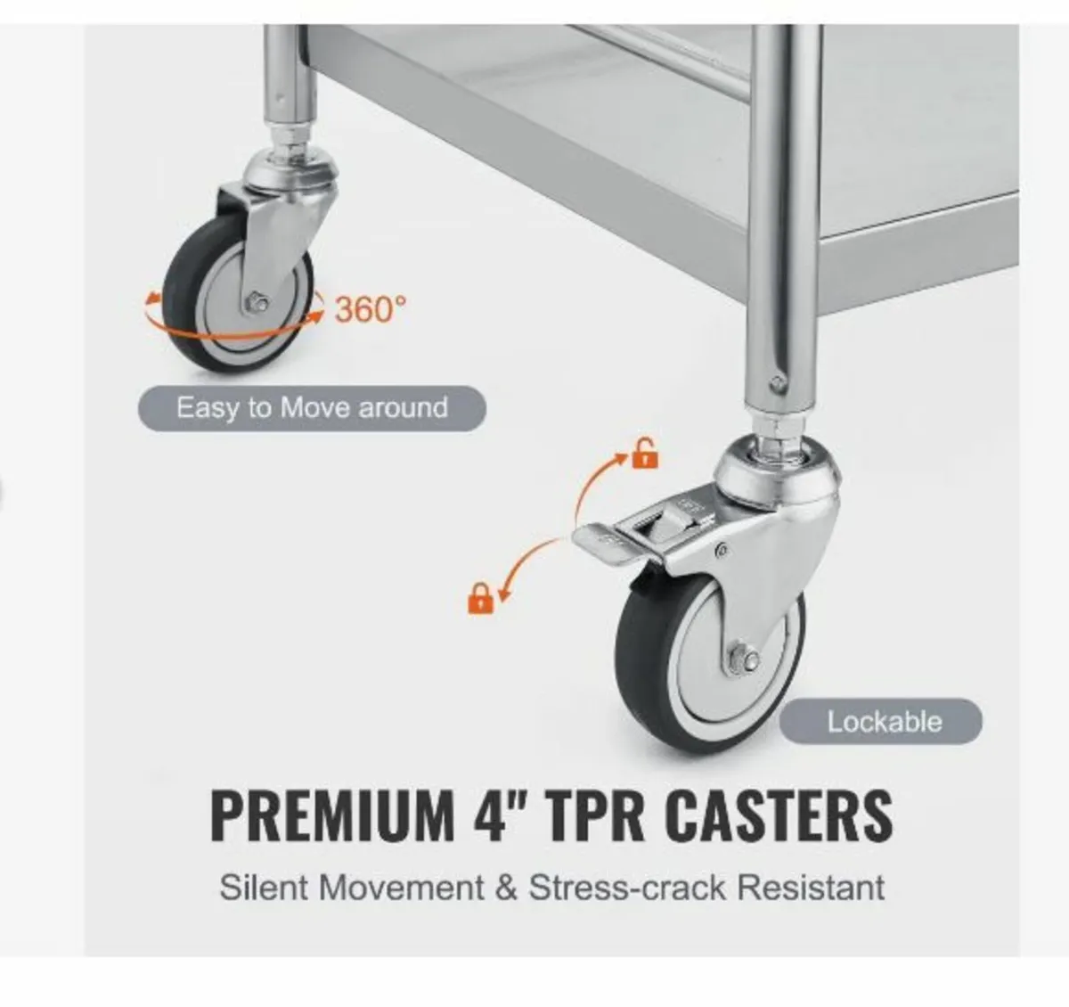 Medical Cart, 2 Layers Stainless Steel - Image 2